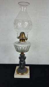 lot 138 image: Antique Kerosene Figural Composite Lamp