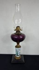 lot 139 image: Antique Kerosene Glass Composite Lamp