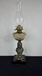lot 143 image: Antique Kerosene Figural Composite Lamp