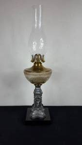lot 145 image: Antique Kerosene Figural Composite Lamp