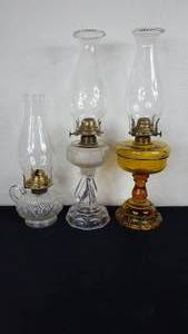 lot 149 image: Vintage Glass Kerosene Lamps