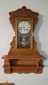 lot 27 image: Antique Oak Gingerbread Clock