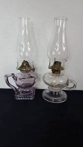 lot 34 image: Vintage Glass Kerosene Finger Lamps