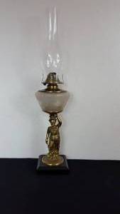 lot 35 image: Antique Kerosene Figural Composite Lamp