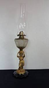 lot 38 image: Antique Kerosene Figural Composite Lamp