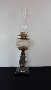 lot 40 image: Antique Kerosene Figural Composite Lamp