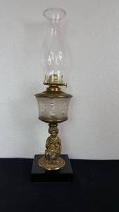 lot 42 image: Antique Kerosene Figural Composite Lamp