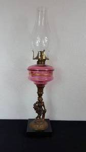 lot 55 image: Antique Kerosene Figural Composite Lamp