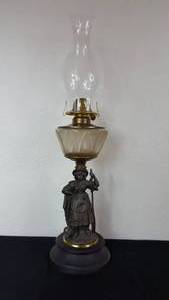 lot 61 image: Antique Kerosene Figural Composite Lamp