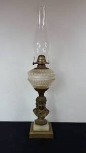 lot 83 image: Antique Kerosene Figural Composite Lamp