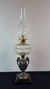 lot 5 image: Antique Kerosene Figural Composite Lamp