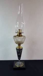 lot 11 image: Antique Kerosene Figural Composite Lamp