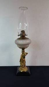 lot 14 image: Antique Kerosene Figural Composite Lamp