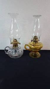 lot 15 image: Vintage Glass Kerosene Finger Lamps
