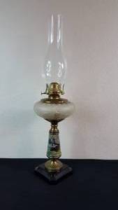 lot 16 image: Antique Kerosene Porcelain Composite Lamp