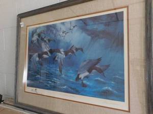 Canvasbacks In The Storm by Sherm Pehrson - 35(w) x 28