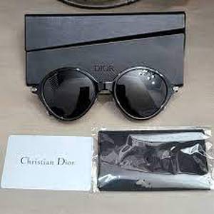 Christian Dior Umbrage 52mm Round Frame Sunglasses w Case-Black Ruth