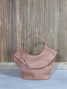 Accessory Street Pebble Grain Leather Slouchy Tote Bag-Tan
