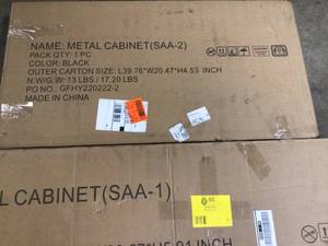 lot 4 image: Hephastu 72 in. Tall Black Metal Storage Cabinet with 2-Doors and 4-Shelves, Steel Storage Freestanding Cabinet in Black Customer Returns See Terms on Auction