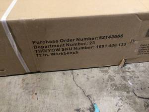 lot 8 image: Husky 6 ft. Adjustable Height Solid Wood Top Workbench in Black for Ready to Assemble Steel Garage Storage System Customer Returns See Terms on Auction