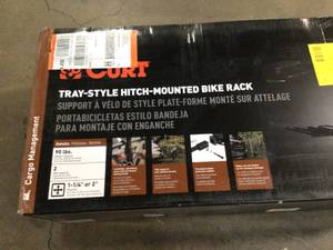 lot 10 image: CURT Tray-Style Hitch-Mounted Bike Rack (2 Bikes, 1-14 in. or 2 in. Shank) Customer Returns See Terms on Auction