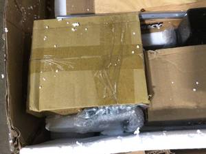 lot 18 image: Husky 52 in. W x 24 in. D Adjustable Height Solid Wood Top Workbench Table in Black Customer Returns See Terms on Auction