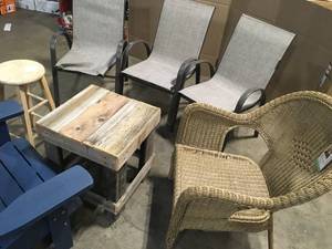 lot 36 image: Lot of Patio Chairs and Wooden Table Customer Returns See Terms on Auction