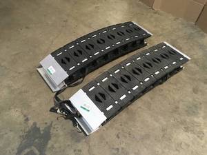 lot 37 image: Lot of 2 CargoSmart 12 in. W x 90 in. L 750 lb. Capacity Hybrid S-Curve Centerfold Truck Loading Ramp Customer Returns See Terms on Auction