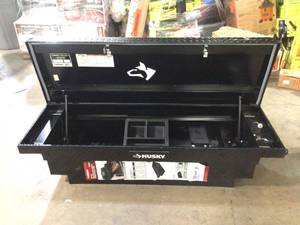 lot 14 image: Husky 61.86 in. Matte Black Aluminum Low Profile Mid-Size Crossbed Truck Tool Box Customer Returns See Terms on Auction