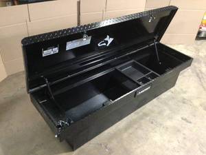lot 19 image: Husky 71.36 in. Matte Black Aluminum Full Size Crossbed Truck Tool Box Customer Returns See Terms on Auction