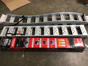 lot 25 image: Lot of Assorted  Aluminum Straight Fixed Truck Loading Ramp with Treads Various Models and Conditions Customer Returns See Terms on Auction