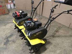 Lot of 2 Assorted Champion Power Equipment 22 in. 212cc 4-Stroke Gas Garden Front Tine Tiller with Forward and Reverse Not Checked Customer Returns See Terms on Auction