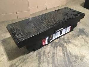 Husky 61.86 in. Matte Black Aluminum Low Profile Mid-Size Crossbed Truck Tool Box Customer Returns See Terms on Auction