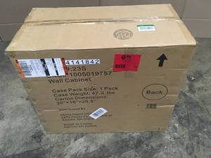 Husky Heavy Duty Welded 20-Gauge Steel Wall Mounted Garage Cabinet in Black (28 in. W x 22 in. H x 14 in. D) Customer Returns See Terms on Auction