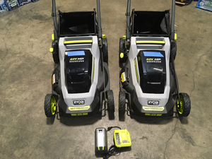 Lot of 2 Ryobi Lawn Mowers battery and Charger Included Customer Returns See Terms on Auction