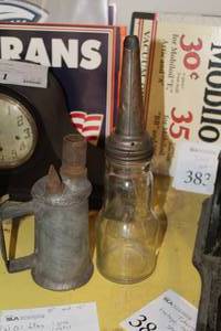 lot 392 image: Lot of (2) One Glass, One Metal Oil Fillers