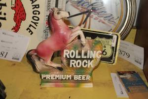 lot 376 image: Rolling Rock Premium Beer Horse Table Dcor