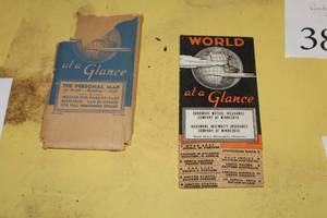 lot 385 image: Vintage World at a Glance Folding Pocket Map
