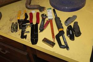 lot 408 image: Lot of (12) Hand Tools - Wire Stripper, Stubby Crescent Wrench, Utility Knives, Misc. Tools