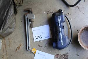 lot 506 image: 14 Pipe Wrench, Cordless Air Compressor