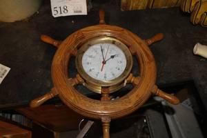 lot 573 image: 20 Nautical Boat Steering Wheel Wall Clock