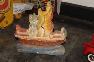 lot 597 image: Ceramic Pirate Ship Table Dcor