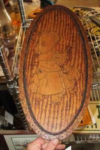 lot 671 image: Vintage 1905 Girls 4th Birthday Wood Carving Home Dcor