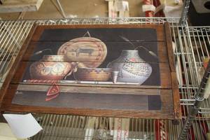 lot 706 image: Pottery by Molio Signed Painting on Wood Wall Art , Unframed
