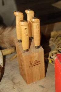 lot 720 image: Lot of (4) Rapala Normark Knives with 8 Wood Knife Block