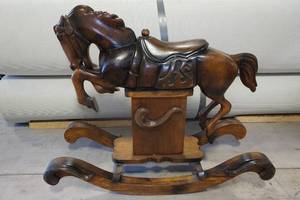 Beautiful Solid Wood Hand Carved Rocking Horse