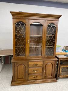 2 Piece Lighted Buffet with Glass Shelves