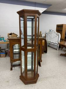 Tall Lighted Display Cabinet with Glass Shelves