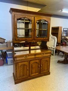 2 Piece Light Buffet with Glass Shelves