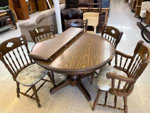 Table with Leaves & 5 Chairs